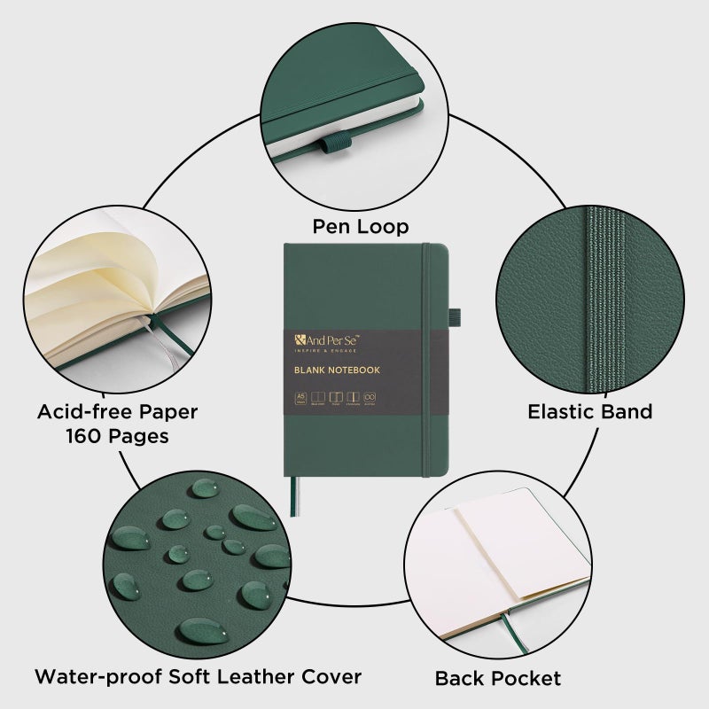&And Per Se ⩓ Per Se Blank Journal Notebook, 160 Pages, 5.7 x 8 inches College Ruled Thick Paper Notebook Journals for Writing, Hardcover Notebook(1 Pack, green) - Image 3